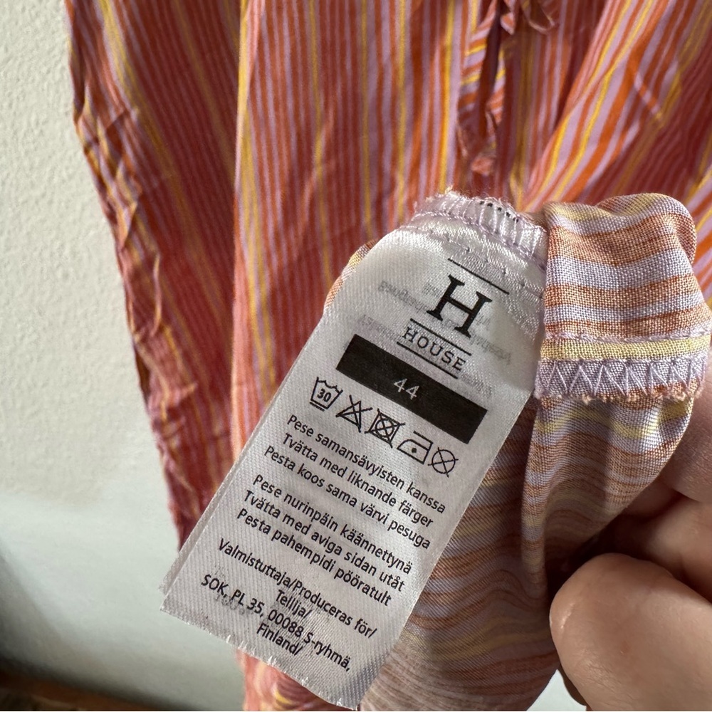 House Striped Dress Relaxed Drawstring Waist Size 44EU (12/14) Boho Natural NEW - Picture 7 of 14